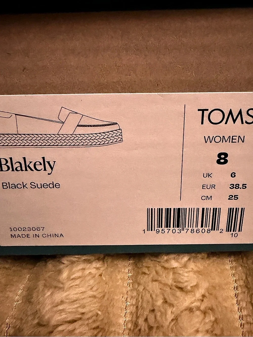 TOMS Blakely Women's Black & Beige Suede Loafers US 8 Like New